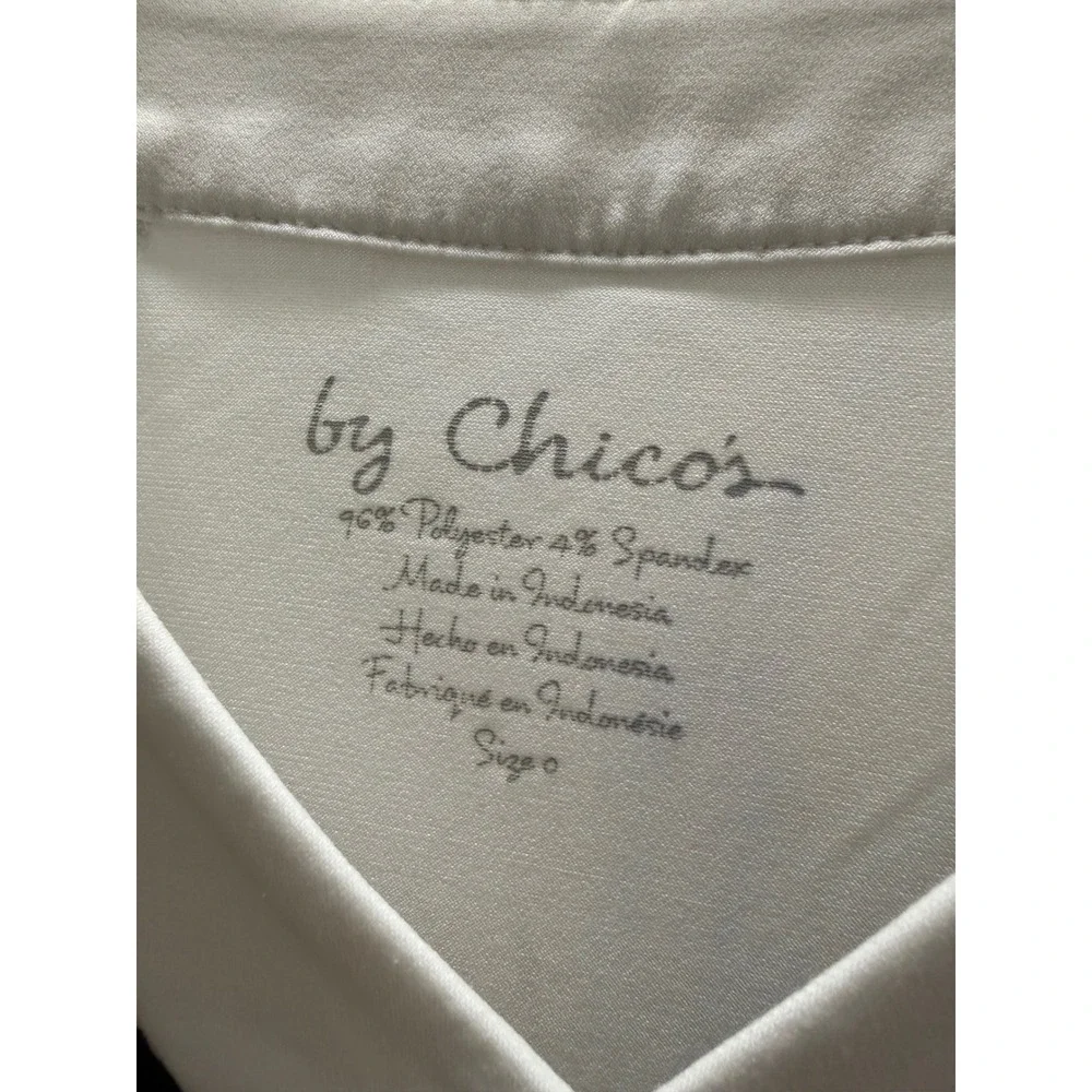 Chico's Black White Colorblock V-Neck Dolman Sleeve Top Women's Size 0 Small